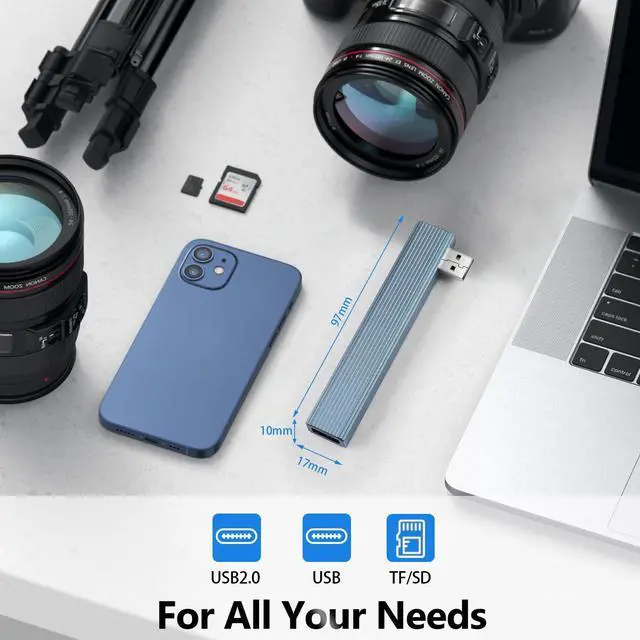 Alt view image 7 of 7 - USB SD Card Reader, SD Card Adapter Memory Card Reader with SD & MicroSD Dual Slots Compatible with Laptop, Mac, Win, Linux, PC, Camera