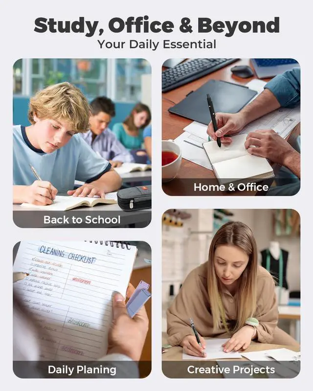 Alt view image 7 of 7 - School Supplies with Pencil Case, 45ct Black | Back to School Stationery Set, Essentials for College & Nursing Students, 6 Gel Pens, 6 Mechanical Pencils, 12 Highlighters