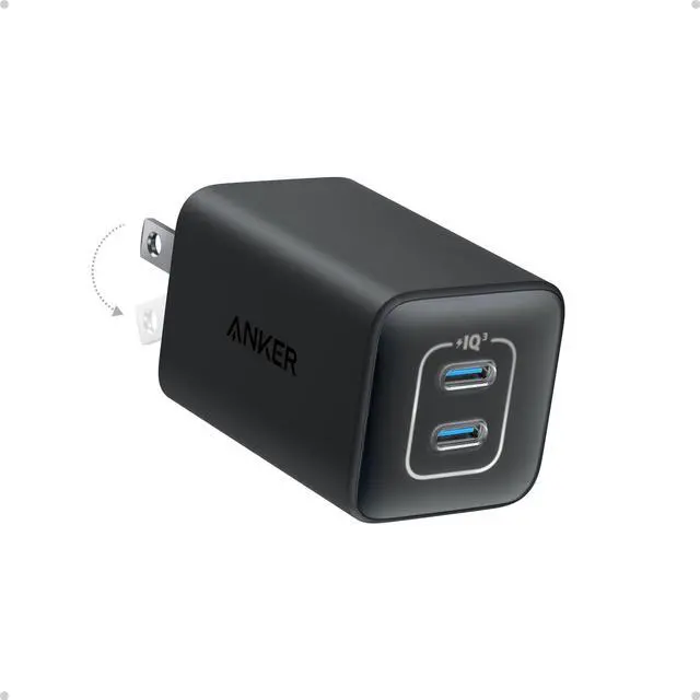 Main image of Nano Phone Charger,47W Max 2-Port GaN Fast Charger USB C | Compact Foldable USB C Charger for iPhone 17/17 Pro Max/16 Series, Galaxy, Pixel, and MagSafe Compatible Accessories (Black)