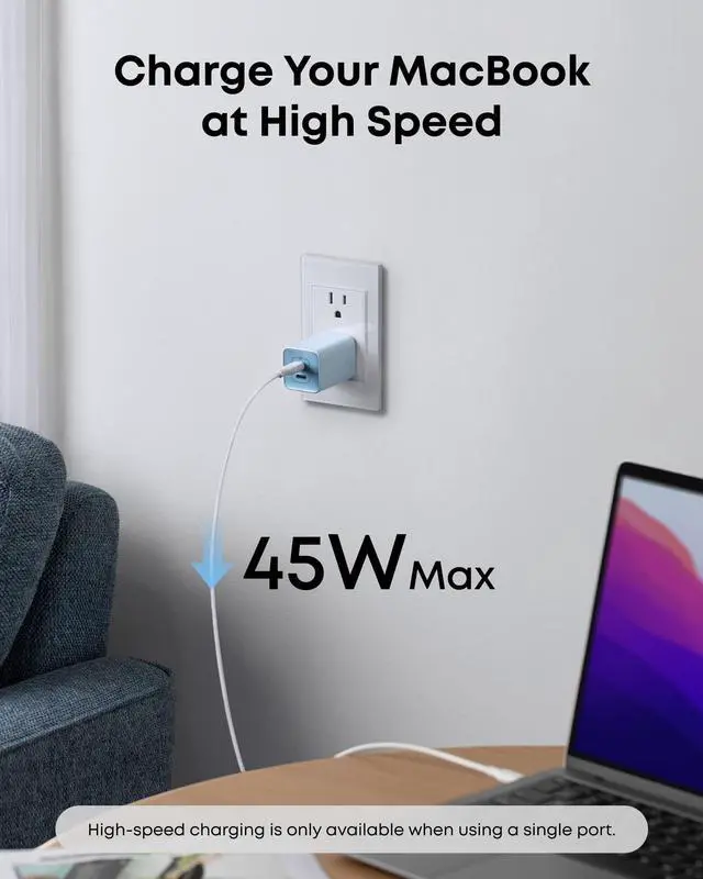 Alt view image 5 of 7 - Nano Phone Charger,47W Max 2-Port GaN Fast Charger USB C | Compact Foldable USB C Charger for iPhone 17/17 Pro Max/16 Series, Galaxy, Pixel, and MagSafe Compatible Accessories (Black)