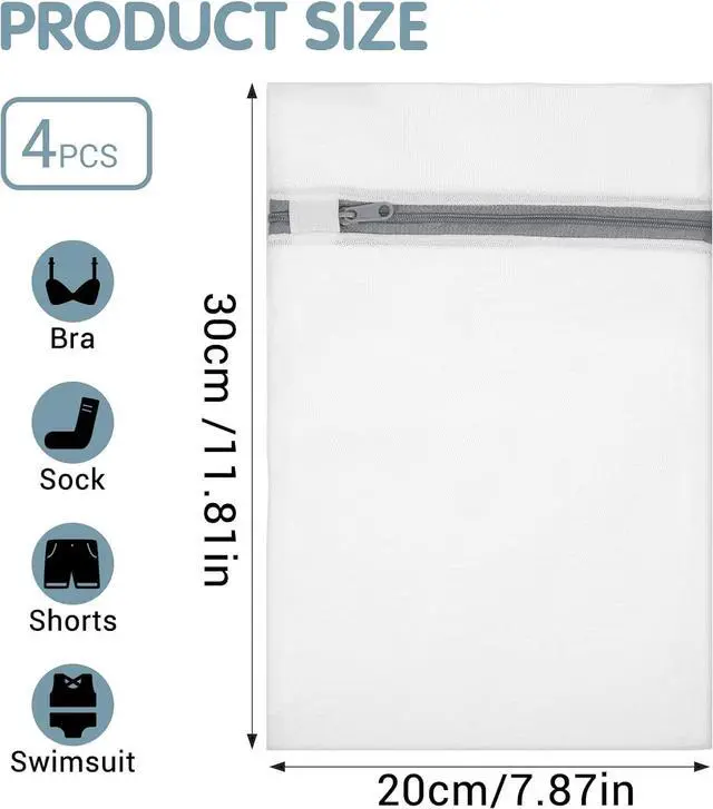 Alt view image 3 of 7 - 4Pcs Mesh Laundry Bags for Delicates, Mini Durable Lingerie Bags for Washing Delicates Machine for Underwear, Socks, Baby Clothes, Travel Organiser, Dirty Garment