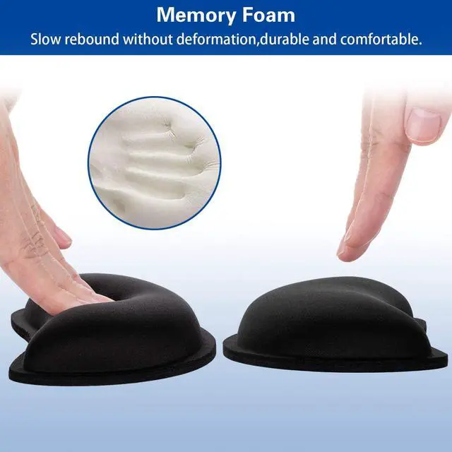 Alt view image 4 of 7 - Mouse Wrist Rest, Canjoy 2 Pack Wrist Rest for Mouse Memory Foam Wrist Pad | Soft Fabric Mouse Wrist Rest Pad Support Cushion with Anti-Skid Rubber Base,Ergonomic Pain Relief Mouse Hand Rest (Black)