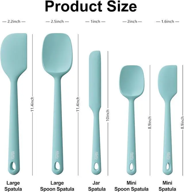 Alt view image 2 of 6 - 5-Piece Food-Grade Silicone Spatula Set for Baking, Heat-Resistant | Dishwasher safe, nonstick surface, for cooking and kitchen use, flexible rubber spatulas, 5 kitchen tools