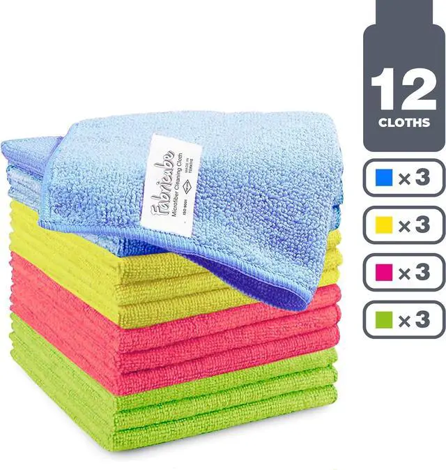 Alt view image 5 of 6 - Turkish Microfiber Cleaning Cloth of 4 Colors | 20% Polyamide for Elevated Liquid Suction | Must Have Drying Supply for Kitchen and Home Accessories | Rags with Reinforced Edges, Pack of 12