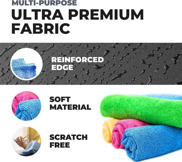 Alt view image 4 of 6 - Turkish Microfiber Cleaning Cloth of 4 Colors | 20% Polyamide for Elevated Liquid Suction | Must Have Drying Supply for Kitchen and Home Accessories | Rags with Reinforced Edges, Pack of 12