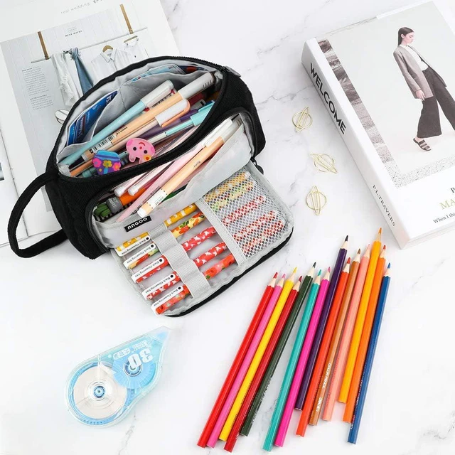 Alt view image 3 of 7 - iSuperb Big Capacity Pencil Case Corduroy Large Pencil Pouch Portable Pen Bag Zipper Organizer Makeup Cosmetic Bags for Women Office