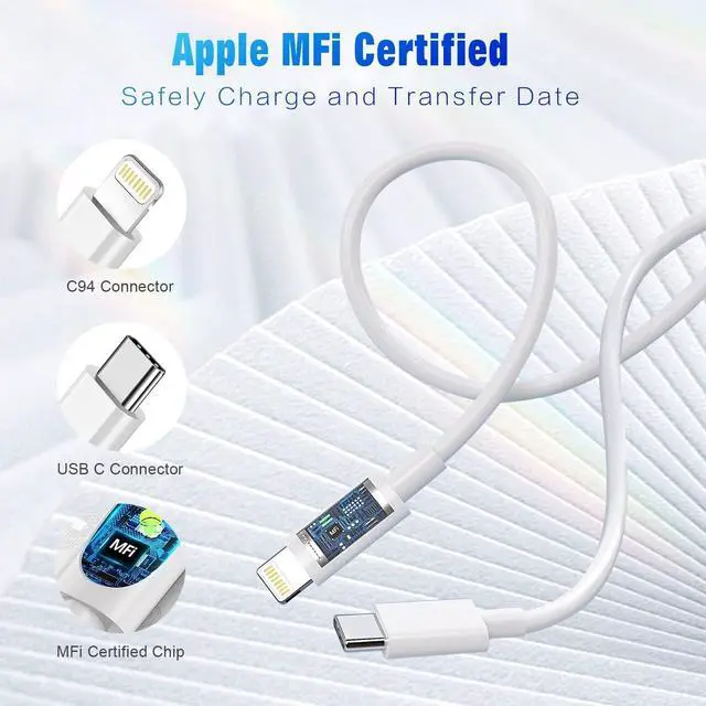 Alt view image 2 of 7 - USB C to Lightning Cable 2Pack 6FT MFi Certified,White