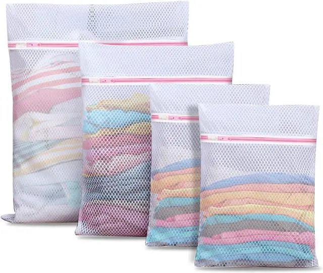 Main image of Coarse Mesh Laundry Bag - Wash Delicate Lingerie, Garment & Shoe Storage, Travel Essentials - Durable & Breathable4Pcs