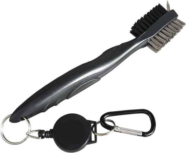 Main image of Golf Club Brush and Club Groove Cleaning Brush Nylon Steel Wire Double-Sided Golf Cleaning Brush, This is a Must-Have Golf Accessory for Golf Enthusiasts (Black)