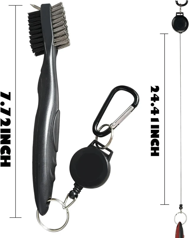 Alt view image 6 of 6 - Golf Club Brush and Club Groove Cleaning Brush Nylon Steel Wire Double-Sided Golf Cleaning Brush, This is a Must-Have Golf Accessory for Golf Enthusiasts (Black)