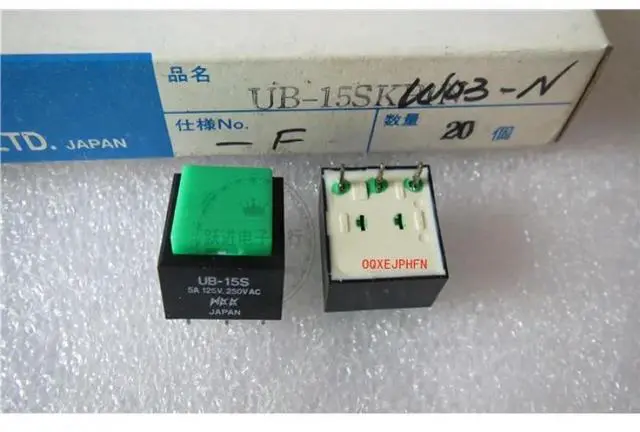 Alt view image 4 of 6 - For NKK UB-15SK 5A Push Button Key Switch 3 Feet Square Reset Unlocked Power Switch Green
