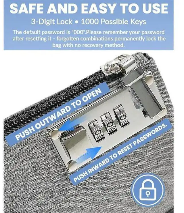 Alt view image 5 of 6 - Aerthezu Money Bag With Lock& Zipper, Travel Safe Cash Locking Bank Pouch In Black& Grey(2 Pack)