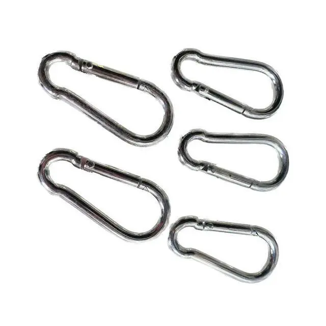 Alt view image 7 of 12 - 5pcs/lot Stainless Steel Spring Hook Climbing Safety Hanging Buckle Snap Carabiner Outdoor Mountaineering Buckle