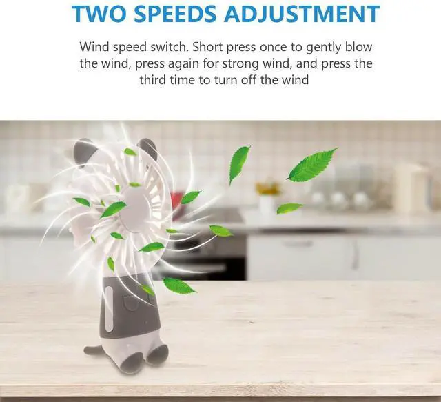 Alt view image 5 of 6 - Bear Shape Mini Handheld Small Fan Night Light for Home Office Outdoor School Quiet Cool Breeze Handheld Small Fan