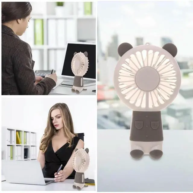 Alt view image 6 of 6 - Bear Shape Mini Handheld Small Fan Night Light for Home Office Outdoor School Quiet Cool Breeze Handheld Small Fan