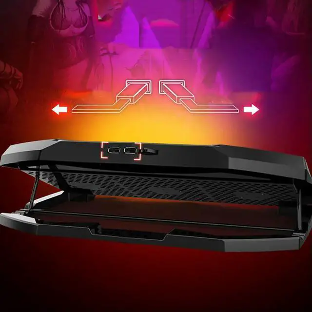 Alt view image 6 of 6 - Professional 3-Fan Laptop Cooling Stand with Red LED Fans Mesh Ventilation Dual USB 5-Level Height Adjustment