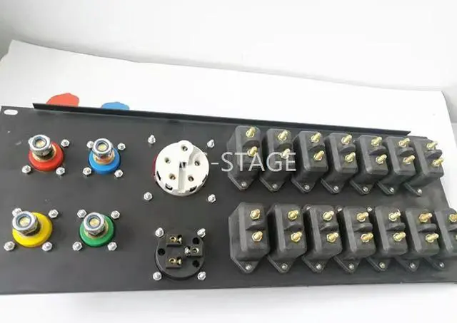 Alt view image 7 of 8 - Professional Stage Lighting Audio Power Box Direct Box Aviation Cabinet 200A Rhinoceros Plug 14 Channels 40A Rubber Wood Socket