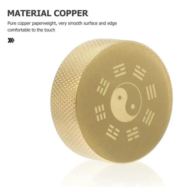 Alt view image 5 of 6 - Solid Copper Paperweight Chinese Calligraphy Training Weight Smooth Round Edges Desktop Decoration Study Room Office Table Decor