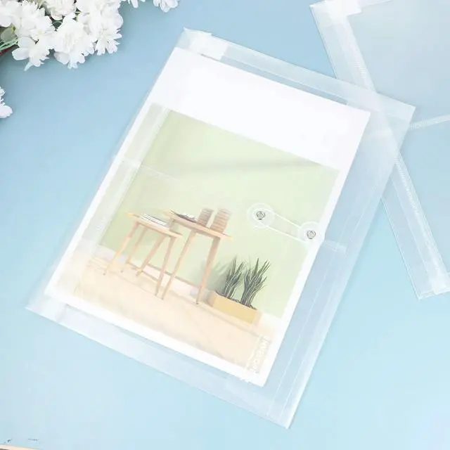 Alt view image 5 of 6 - 10Pcs Drawstring Document Organizer Plastic Envelopes Transparent Waterproof Tear Resistant A4 Size File Folder for School Home