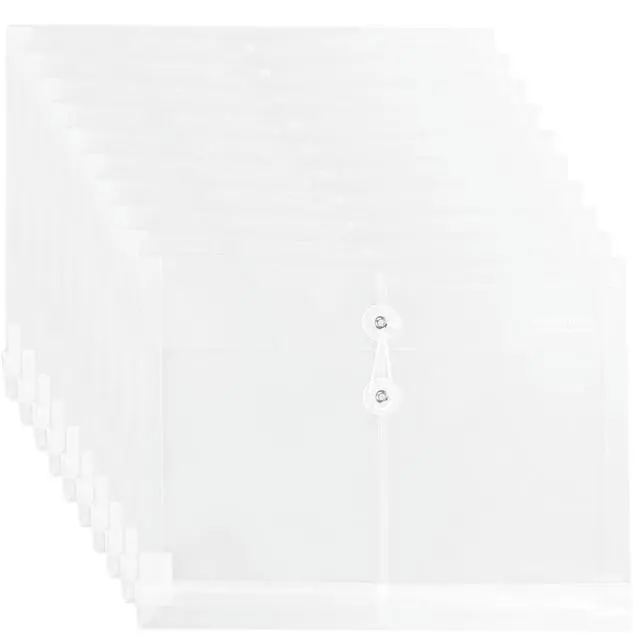 Alt view image 6 of 6 - 10Pcs Drawstring Document Organizer Plastic Envelopes Transparent Waterproof Tear Resistant A4 Size File Folder for School Home