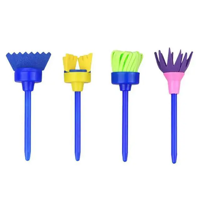 Alt view image 5 of 6 - 44Pcs Art Painting Sponge Brush Set Red Colorful Early Educational Graffiti Drawing Seal Painting Supplies for Kids DIY