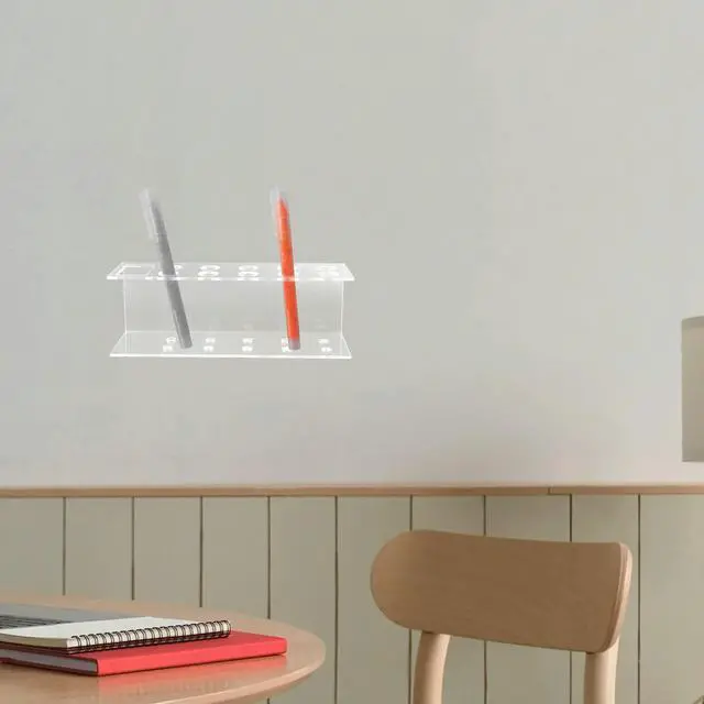Alt view image 5 of 6 - 10-Hole Acrylic Marker Holder Clear Desk Pen Rack for Markers Pencils Writing Tools Office School Multifunctional