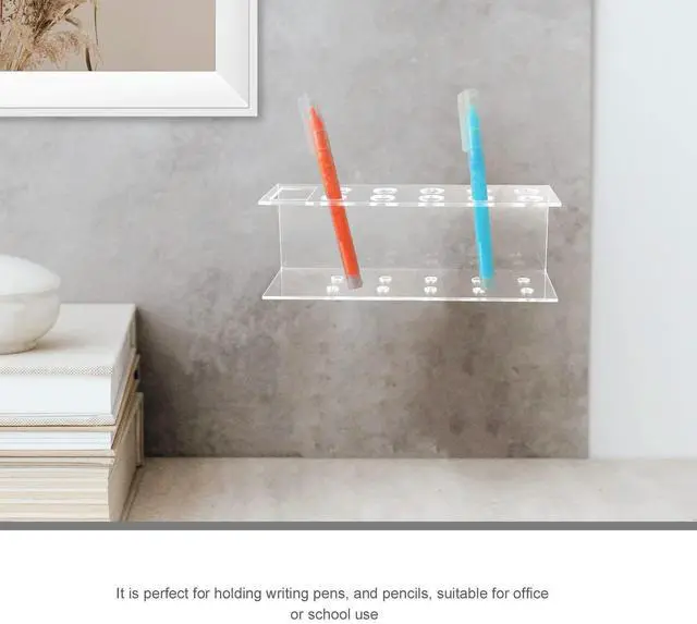 Alt view image 6 of 6 - 10-Hole Acrylic Marker Holder Clear Desk Pen Rack for Markers Pencils Writing Tools Office School Multifunctional