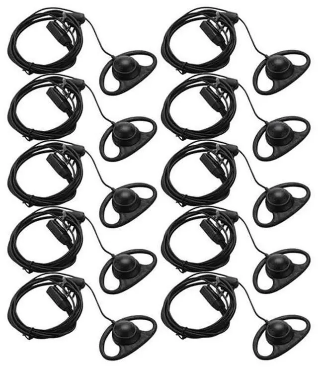 Alt view image 6 of 6 - 20Pcs Radio 2 Pin Advanced D Shape Clip-Ear Ptt Headset Earpiece Mic For 2 Way Radios GP88S GP300 GP68