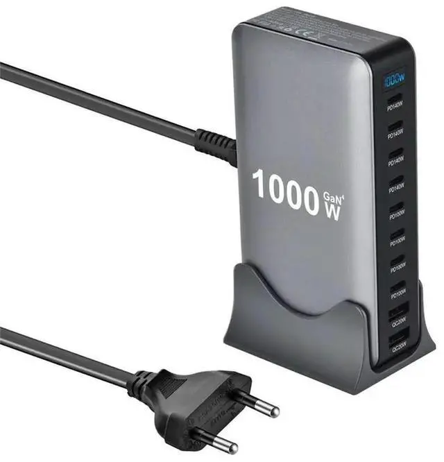 Alt view image 4 of 6 - 1000W Gan Desktop Fast PD3.1 USB Type C 10-Port Fast Charging Station Adapter For Mobile & Tablets