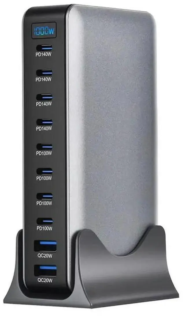 Alt view image 5 of 6 - 1000W Gan Desktop Fast PD3.1 USB Type C 10-Port Fast Charging Station Adapter For Mobile & Tablets