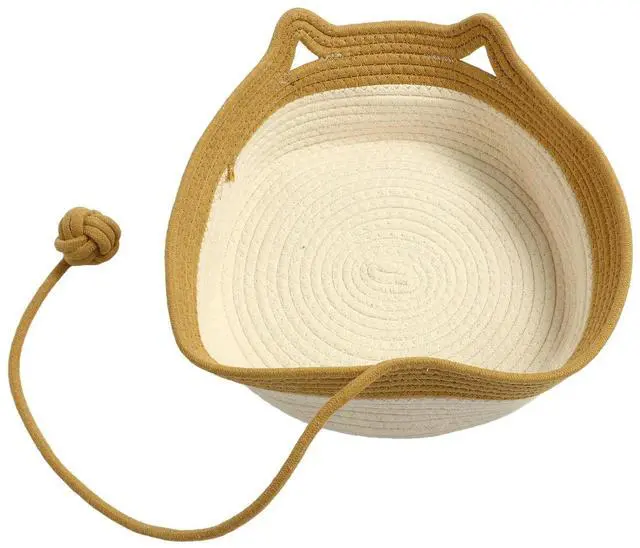 Alt view image 7 of 8 - Cotton Rope Cat Bed Multifunctional 4 Season Handwoven Cat House Bed Comfortable for Kitten for Pet Supplies