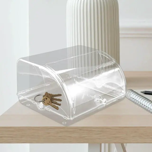 Alt view image 4 of 6 - Clear Flip Cover Key Box Jewelry Organizer Desktop Decorative Holder for Small Items Living Room Entryway Organization
