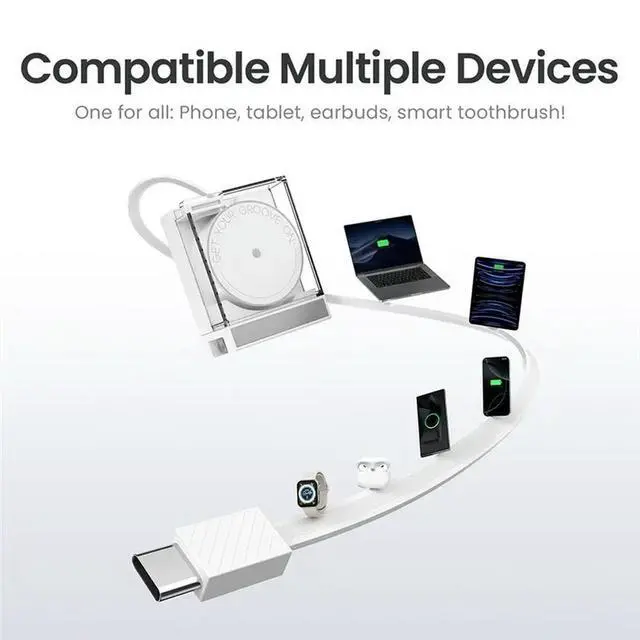 Alt view image 5 of 6 - EU Plug 65W Gan PD3.0 Type C Quick Charge Built-In 70Cm Fast Charging USB-C Cable For Phone,Laptop Comp
