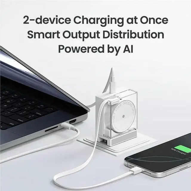 Alt view image 6 of 6 - EU Plug 65W Gan PD3.0 Type C Quick Charge Built-In 70Cm Fast Charging USB-C Cable For Phone,Laptop Comp