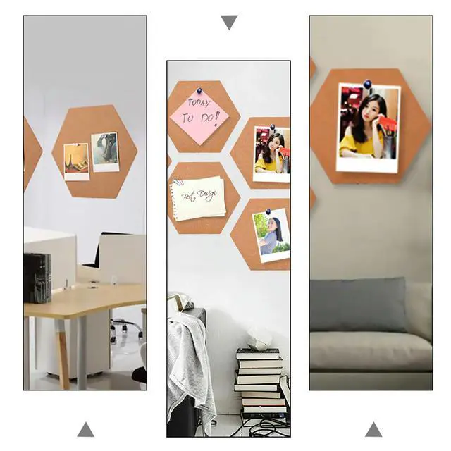 Alt view image 5 of 6 - 10Pcs Eco-Friendly Natural Cork Message Board Set Hexagon Photo Wall Bulletin Board for Coffee Shop Meeting Room School Office