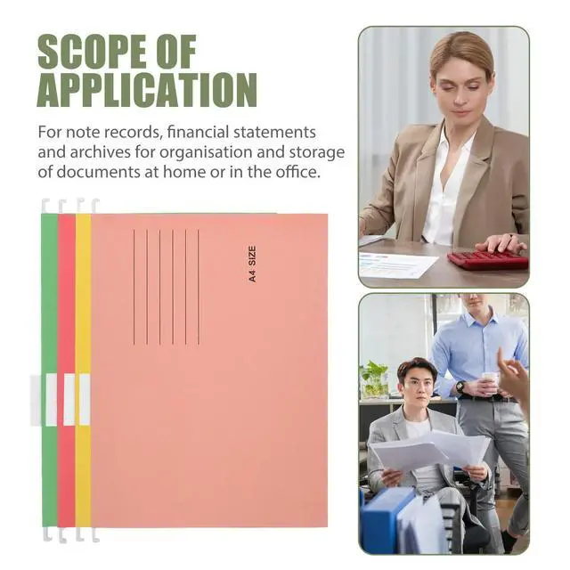 Alt view image 6 of 6 - 8Pcs Hanging File Holders Paper Suspension Folders for Office Home Document Organizer A4 Filing Cabinet with