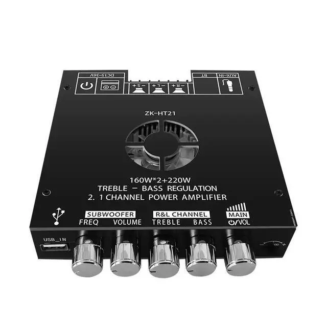 Alt view image 4 of 6 - ZK-HT21 Amplifier Board Module with Subwoofer TDA7498E Stereo Power Amplifier Module DC15-36V AUX/USB Input Bluetooth-Compatible