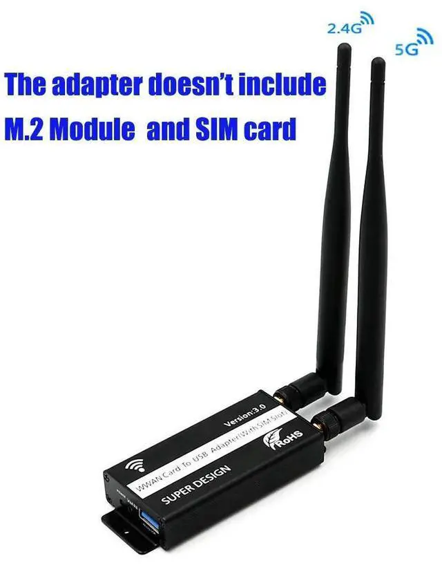 Alt view image 5 of 6 - M.2 to USB 3.0 Adapter Antenna B Key NGFF Card Converter with SIM Card Slot for Micro SIM NANO SIM 3G 4G 5G Module