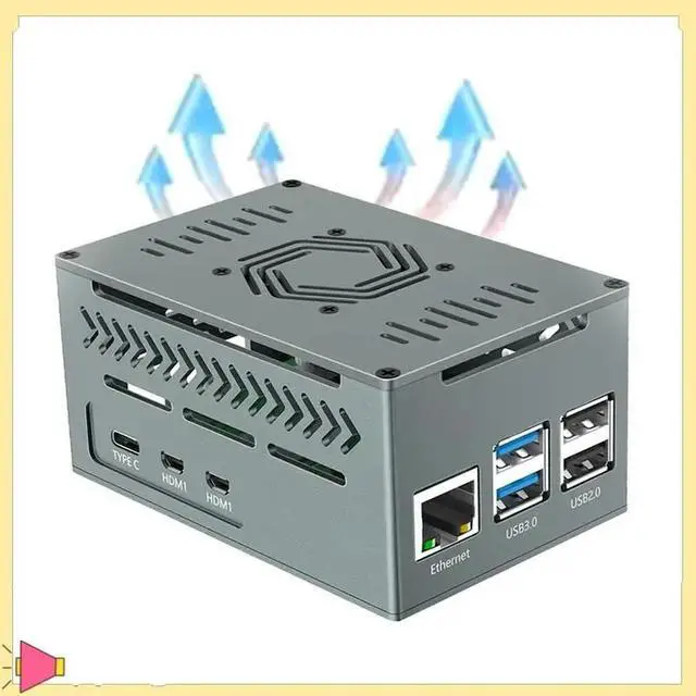 Alt view image 8 of 14 - Aluminum Case For Raspberry Pi 5 Includes 4010 PWM Fan, Copper Heatsinks For X1000/X1001/X1003/N04/N05 Pcie Boards