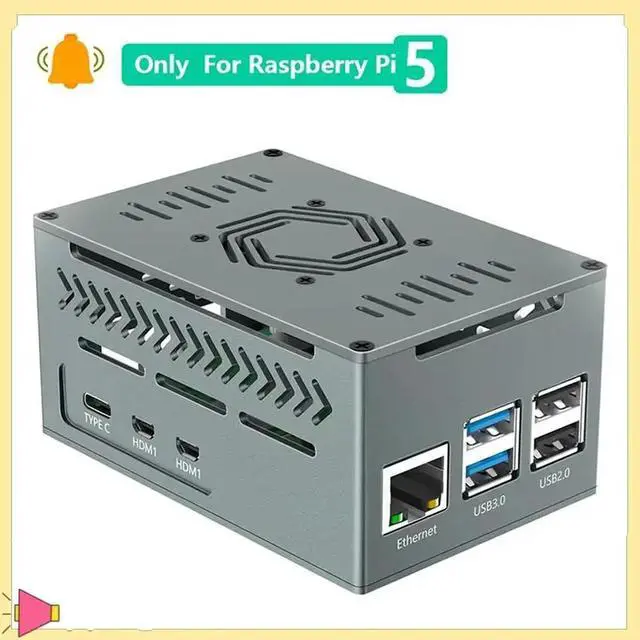 Alt view image 9 of 14 - Aluminum Case For Raspberry Pi 5 Includes 4010 PWM Fan, Copper Heatsinks For X1000/X1001/X1003/N04/N05 Pcie Boards