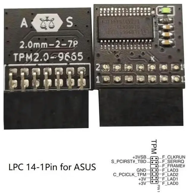 Alt view image 5 of 6 - TPM 2.0 Security Module For //LPC Interface, Remote Encryption Card Enhanced Data Protection 14Pin For