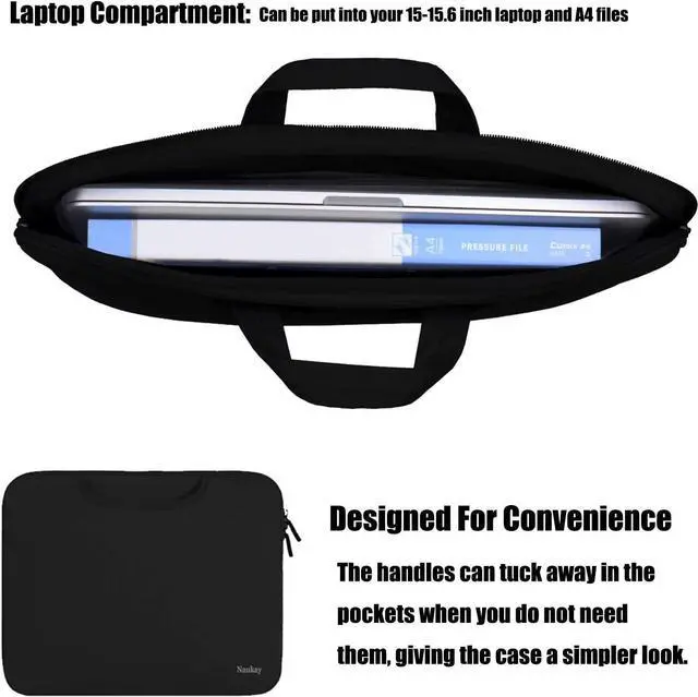 Alt view image 9 of 12 - 15.6 Inch Laptop Sleeve with Extra Pockets - Protective Case for 15-15.6 inch HP, Dell, Acer Laptops