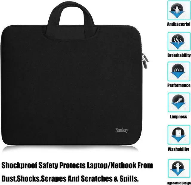 Alt view image 12 of 12 - 15.6 Inch Laptop Sleeve with Extra Pockets - Protective Case for 15-15.6 inch HP, Dell, Acer Laptops