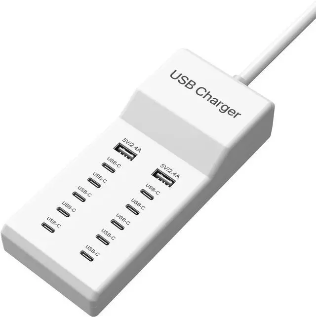 Alt view image 8 of 14 - Multiple USB C Charger 12 Ports USB Charging Station 60W MultiPort Charger Compatible with iPhone/iPad//Google Pixel/Watch/Headphones