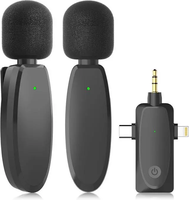 Alt view image 8 of 14 - Wireless Lavalier Lapel Microphone for iPhone, Android, Camera, Mini Professional Wireless Mic Plug-Play 2.4G Ultra Low Delay Built-in Noise Reduction Chip 7H Long Working