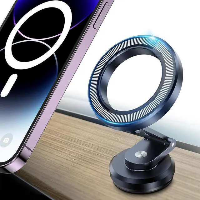 Alt view image 4 of 6 - APPS2Car Fits MagSafe Car Mount, Foldable Metal Magnetic Car Phone Mount, Stick On Cell Phone Holder for Car Dash Dashboard MagSafe Accessories for iPhone 15 14 13 12 Pro Max Plus Mini MagSafe Case