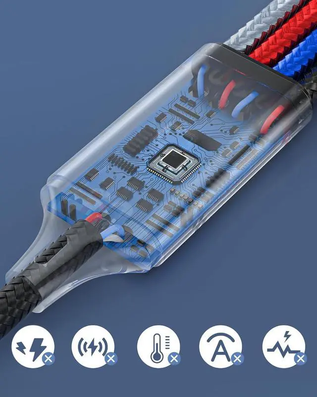 Alt view image 11 of 14 - seynli 6-in-1 Multi Charging Cable 6ft, Charging Cables for Multiple Devices, Compatible with iPhone, USB-C, Micro USB - Multi End Charging Cable Supports 2.4A Fast Charging