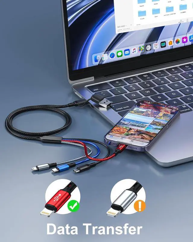 Alt view image 14 of 14 - seynli 6-in-1 Multi Charging Cable 6ft, Charging Cables for Multiple Devices, Compatible with iPhone, USB-C, Micro USB - Multi End Charging Cable Supports 2.4A Fast Charging