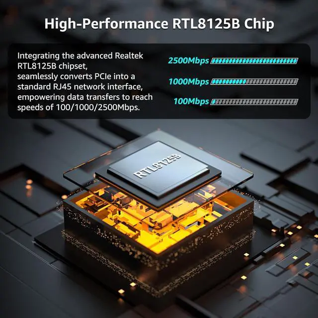Alt view image 8 of 12 - 2.5G Base-T PCIe Network Card with Realtek RTL8125B - Transform PCIe Slot into 2.5G Ethernet Port, 2500/1000/100Mbps PCI Express Gigabit Ethernet Card Supports Windows 11/10/8.1/8/7 & Linux OS