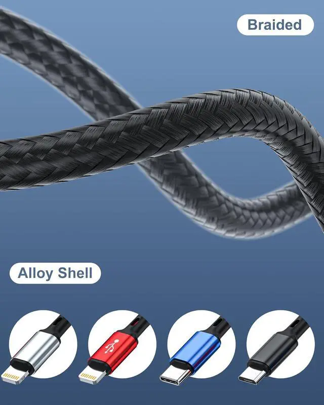 Alt view image 12 of 14 - seynli 6-in-1 Multi Charging Cable 6ft, Charging Cables for Multiple Devices, Compatible with iPhone, USB-C, Micro USB - Multi End Charging Cable Supports 2.4A Fast Charging